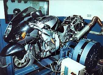 Testing the latest motorcycles for horsepower ot the output shaft on the dyno.